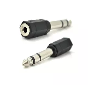 Перехідник Jack 6.3 (тато) / Jack 3.5 (мама) Stereo, Black, пластик, Q100 Перехідник Jack 6.3 (тато) / Jack 3.5 (мама) Stereo, Black, пластик, Q100