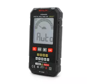 Мультиметр Mayilon HT-125B. Вимірювання: V, A, Ω, C, F, %, NCV. Функції: True RMS, продзвонювання, тест діодів (включаючи світлодіоди), детектор фази (LIVE). Мультиметр Mayilon HT-125B. Вимірювання: V, A, Ω, C, F, %, NCV. Функції: True RMS, продзвонювання, тест діодів (включаючи світлодіоди), детектор фази (LIVE).