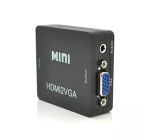 Конвертер Mini, HDMI to VGA, ВХОД HDMI(мама) на ВЫХОД VGA(мама), 720P/1080P, Black, BOX