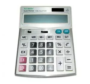 Калькулятор AX 9800V, 31 кнопка, сріблястий, розміри 200х155х50, Box Калькулятор AX 9800V, 31 кнопка, сріблястий, розміри 200х155х50, Box