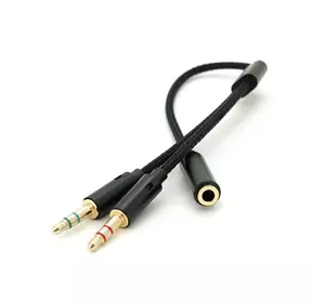 Розгалужувач аудіо для навушників і мікрофона, Jack 3.5 (мама) 4 pin =>2*Jack 3.5(тато) 3 pin, круглий в обплетенні, Box Розгалужувач аудіо для навушників і мікрофона, Jack 3.5 (мама) 4 pin =>2*Jack 3.5(тато) 3 pin, круглий в обплетенні, Box