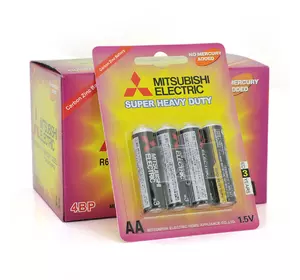 Батарейка Super Heavy Duty MITSUBISHI 1.5V AA/R6PU, 4pcs/card, 48pcs/inner box, 576pcs/ctn