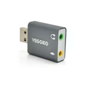 Контролер VEGGIEG US3-B, USB-sound card (7.1), Grey, Blister-Box