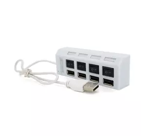 Хаб USB 2.0 4 порти з перемикачами на кожен порт, White, 480Mbts High Speed, підтримка до 0,5ТВ, живлення від USB, Blister Q100 Хаб USB 2.0 4 порти з перемикачами на кожен порт, White, 480Mbts High Speed, підтримка до 0,5ТВ, живлення від USB, Blister Q100