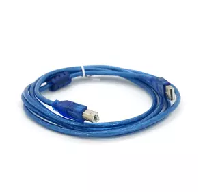 Кабель USB 2.0 RITAR AM / BM, 2.0m, 1 ферит, прозорий синій Кабель USB 2.0 RITAR AM / BM, 2.0m, 1 ферит, прозорий синій