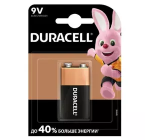 Батарейка лужна DURACELL 9V/MN1604, 1шт у блістері, ціна за блістер
