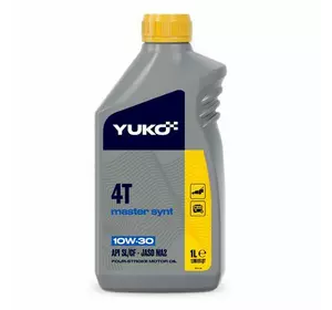 Олія для чотиритактних бензинових (дизельних) двигунів малої мототехніки YUKO Master Synt 4T 10W-30 API SL/CF, каністра 1л, PE