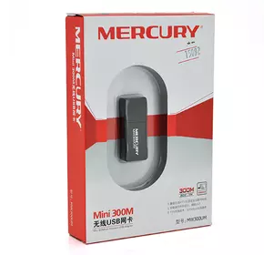 Бездротовий мережевий адаптер Wi-Fi-USB MERCURY mini MW300UM, 802.11bgn, 300MB, 2.4 GHz, WIN7 / XP / Vista / 2K / MAC / LINUX, BOX Q300