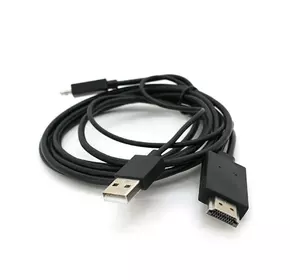 Конвертер MHL microUSB (тато) + USB (тато) => HDMI(тато) 1.8м, Black, 4K/2K, BOX Конвертер MHL microUSB (тато) + USB (тато) => HDMI(тато) 1.8м, Black, 4K/2K, BOX
