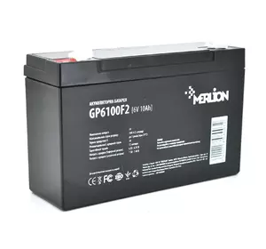 Акумуляторна батарея MERLION AGM GP6100F2 6 V 10Ah ( 150 x 50 x 95 (100) ) Q10/540 Акумуляторна батарея MERLION AGM GP6100F2 6 V 10Ah ( 150 x 50 x 95 (100) ) Q10/540