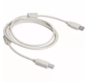 Кабель USB 2.0 AM/BM  1 ferite, пакет, довжина 1,8 м., білий