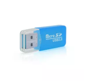 Кардридер універсальний MERLION CRD-1BL TF/Micro SD, USB2.0, Blue, OEM Q1500