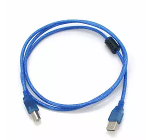 Кабель USB 2.0 RITAR AM / BM, 1.5m, 1 ферит, синій прозорий, Q500