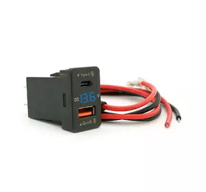 АЗУ FPUV-B, PD+QC3.0, Type-C: 30W, 5V-3A/9V-3A/12V-2.5A, USB: 18W, 5V-3.4A/9V-2A/12V-1.5A, 33x23mm, LED Blue, Black АЗУ FPUV-B, PD+QC3.0, Type-C: 30W, 5V-3A/9V-3A/12V-2.5A, USB: 18W, 5V-3.4A/9V-2A/12V-1.5A, 33x23mm, LED Blue, Black