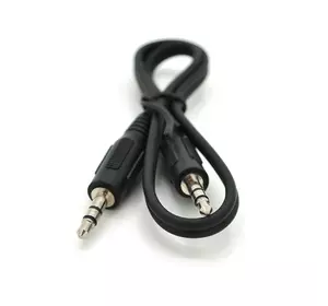 Кабель AUX Audio DC3.5 тато-тато 0,4м, GOLD Stereo Jack, (круглий) Black cable, Пакет Q500 Кабель AUX Audio DC3.5 тато-тато 0,4м, GOLD Stereo Jack, (круглий) Black cable, Пакет Q500
