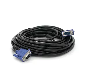 Кабель Merlion VGA 3 + 2 10m, male to male (тато-тато), 2 фериту, чорно-синій, пакет Q80 Кабель Merlion VGA 3 + 2 10m, male to male (тато-тато), 2 фериту, чорно-синій, пакет Q80