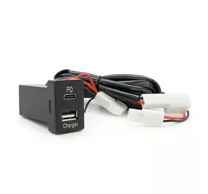 Flush-mounted car charger 38W-L01T03-Fuse, PD+QC, Type-C: 20W, USB: 18W, soldering wire kit with fuse, 33x22x58mm, Black Flush-mounted car charger 38W-L01T03-Fuse, PD+QC, Type-C: 20W, USB: 18W, soldering wire kit with fuse, 33x22x58mm, Black