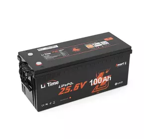 Акумуляторна батарея LiFePO4 Li-TIME 25.6V 100Ah BT, 2560Wh, BMS 100A, 532*207*215мм Акумуляторна батарея LiFePO4 Li-TIME 25.6V 100Ah BT, 2560Wh, BMS 100A, 532*207*215мм