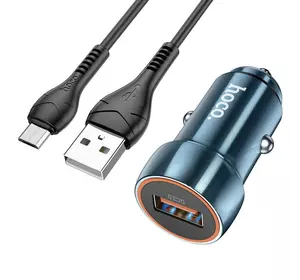 Набір АЗУ 12-24V HOCO Z46 + кабель MicroUSB, 1xUSB, 18W, кабель 1м, Blue, Box Набір АЗУ 12-24V HOCO Z46 + кабель MicroUSB, 1xUSB, 18W, кабель 1м, Blue, Box