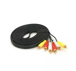 Кабель Audio-Video 3хRCA (тато) => 3хRCA (тато), GOLD connector, CU, круглий, Black, 5,0 м, (Пакет) Q200 Кабель Audio-Video 3хRCA (тато) => 3хRCA (тато), GOLD connector, CU, круглий, Black, 5,0 м, (Пакет) Q200