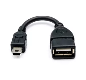 Кабель USB 2.0 AF/Mini-B OTG, 0,1m, чорний
