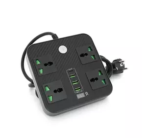 Мережевий фільтр ТВ-Т90, 4 розетки + 3 USB, 2 м, перетин 3х0, 75мм, 3000W, Black, Box Мережевий фільтр ТВ-Т90, 4 розетки + 3 USB, 2 м, перетин 3х0, 75мм, 3000W, Black, Box