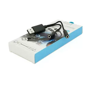 Перехідник для навушників та мікрофона KIN KY-211 USB2.0(M)-2/Jack3.5(F), Black, Box