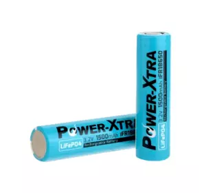 Літій-залізо-фосфатний акумулятор LiFePO4 Power-Xtra IFR18650 1500mah 3.2V, BLUE Літій-залізо-фосфатний акумулятор LiFePO4 Power-Xtra IFR18650 1500mah 3.2V, BLUE
