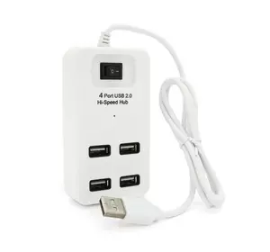 Хаб USB 2.0 4 порти, White, 480Mbts живлення від USB, з вимикачем, Blister Q100 Хаб USB 2.0 4 порти, White, 480Mbts живлення від USB, з вимикачем, Blister Q100