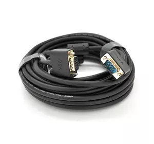 Кабель VEGGIEG VG-5 VGA 3 + 6, 5,0m, male to male (тато-тато), OD-6.5mm, 1 ферит, круглий Black, коннектор Gold, Пакет Кабель VEGGIEG VG-5 VGA 3 + 6, 5,0m, male to male (тато-тато), OD-6.5mm, 1 ферит, круглий Black, коннектор Gold, Пакет