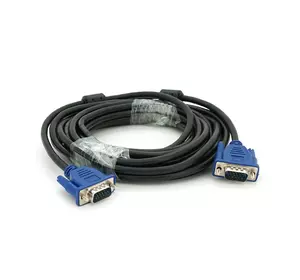 Кабель Merlion VGA 3 + 2 5m, male to male (тато-тато), 2 фериту, чорно-синій, пакет Q100 Кабель Merlion VGA 3 + 2 5m, male to male (тато-тато), 2 фериту, чорно-синій, пакет Q100