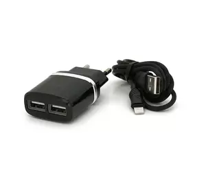Набір СЗУ 110-240V HOCO C12 + кабель Lighting, 1xUSB, 2.4A, кабель 1м, Black, Blister Набір СЗУ 110-240V HOCO C12 + кабель Lighting, 1xUSB, 2.4A, кабель 1м, Black, Blister