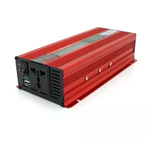 Інвертор напруги V-TEK+LCD 2000ВА(1200Вт), 12/220V, approximated, 1 універсальна розетка+USB, клем+крокодил, АЗУ, Box
