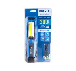 Фонарь для СТО для охоты для рыбалки светодиодный Brevia  3W COB+1W LED 300lm 2000mAh (11320)
