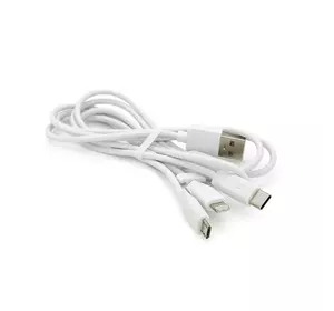 Кабель HOCO X1 USB-1 3 in 1 Micro/Iphone/Type-C, 2A, довжина 1м, White, Box Кабель HOCO X1 USB-1 3 in 1 Micro/Iphone/Type-C, 2A, довжина 1м, White, Box