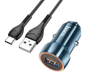 Набір АЗУ 12-24V HOCO Z46 + кабель Type-C, 1xUSB, 18W, кабель 1м, Blue, Box Набір АЗУ 12-24V HOCO Z46 + кабель Type-C, 1xUSB, 18W, кабель 1м, Blue, Box