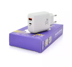 СЗУ AC100-240V iKAKU KSC-668 BOLIAN PD30W+QC3.0 Dual Port charger, White, Box