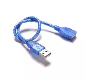 Подовжувач USB 2.0 AM / AF, 0.3m, прозорий синій Q500