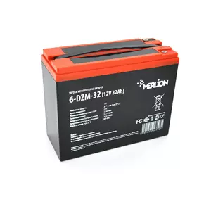Тягова акумуляторна батарея AGM MERLION 6-DZM-32, 12V 32Ah M5 (218x95x175мм), 9,5 кг. Q2 Тягова акумуляторна батарея AGM MERLION 6-DZM-32, 12V 32Ah M5 (218x95x175мм), 9,5 кг. Q2
