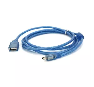 Кабель USB 2.0 AF / Mini-B OTG, 1.5m, прозорий синій Кабель USB 2.0 AF / Mini-B OTG, 1.5m, прозорий синій