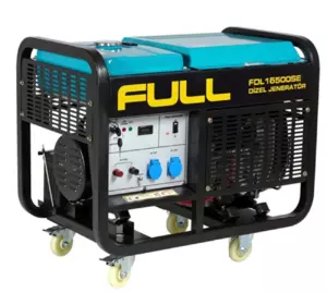 Генератор дизельний FULL FDL16500SE, 1-фазний 230V, 50Hz, 16.25kVA/12kW, бак 50 л, витрата 4 л/год, пуск: стартер, 925х590х800 мм, 195 кг Генератор дизельний FULL FDL16500SE, 1-фазний 230V, 50Hz, 16.25kVA/12kW, бак 50 л, витрата 4 л/год, пуск: стартер, 925х590х800 мм, 195 кг