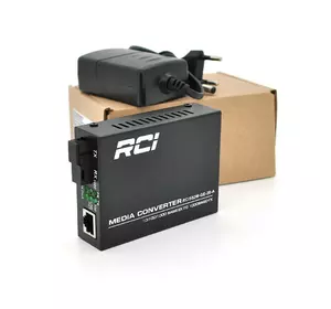 Медіаконвертер RCI A (IC+113), 1310 WDM 10/100/1000 одноволоконний Full/Half duplex, Gigabit SC 20km (0+70°C), + блок живлення 5V 1A Q50 Медіаконвертер RCI A (IC+113), 1310 WDM 10/100/1000 одноволоконний Full/Half duplex, Gigabit SC 20km (0+70°C), + блок живлення 5V 1A Q50