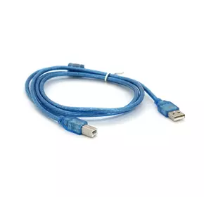 Кабель USB 2.0 RITAR AM/BM, 1.5m, 1 ферит, синій прозорий, Q500 Кабель USB 2.0 RITAR AM/BM, 1.5m, 1 ферит, синій прозорий, Q500