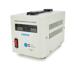 Стабілізатор напруги релейний Conter SVR-PLUS-500VA/375W однофазний, напольного монтажу, LED дисплей, DC150-270V, AC230±8%, 2*Shuko, Q8 Стабілізатор напруги релейний Conter SVR-PLUS-500VA/375W однофазний, напольного монтажу, LED дисплей, DC150-270V, AC230±8%, 2*Shuko, Q8