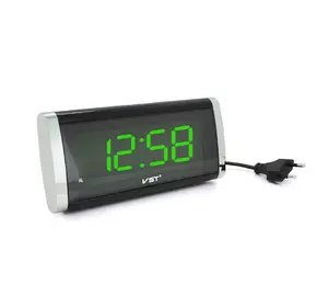 Electronic clock VST-730, alarm clock, cable powered 220V, Light Green Light