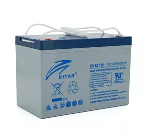 Тягова акумуляторна батарея RITAR EV12-100,12V 100Ah, M8 ( 307 х 169 х 210(215) ), Q1 Тягова акумуляторна батарея RITAR EV12-100,12V 100Ah, M8 ( 307 х 169 х 210(215) ), Q1