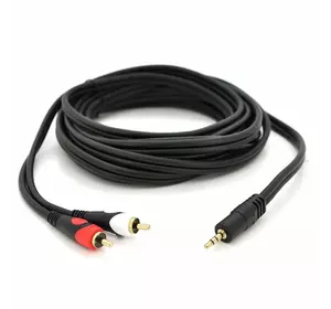 Кабель DC3.5 (тато) => 2хRCA (тато), GOLD Jack, CU, Stereo, круглий, Black, 3,0 м, (Пакет) преміум Q100 Кабель DC3.5 (тато) => 2хRCA (тато), GOLD Jack, CU, Stereo, круглий, Black, 3,0 м, (Пакет) преміум Q100