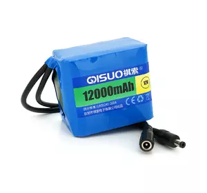 Акумуляторна батарея літієва QiSuo 12V 12A з елементами Li-ion 18650, DC5.5x2.1, (79x57x68mm) Акумуляторна батарея літієва QiSuo 12V 12A з елементами Li-ion 18650, DC5.5x2.1, (79x57x68mm)