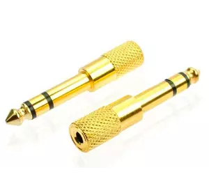 Перехідник Jack 6.3 (тато)/Jack 3.5 (мама) Stereo, Gold, метал, Q100 Перехідник Jack 6.3 (тато)/Jack 3.5 (мама) Stereo, Gold, метал, Q100