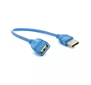 Подовжувач USB 2.0 AM / AF, 0.3m, прозорий синій Q500 Подовжувач USB 2.0 AM / AF, 0.3m, прозорий синій Q500